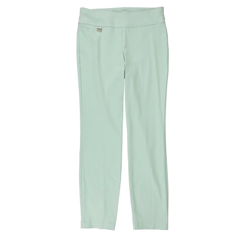 ALFANI - Tummy Control Skinny Pull-On Cropped Pants (Mint Blue, 14)